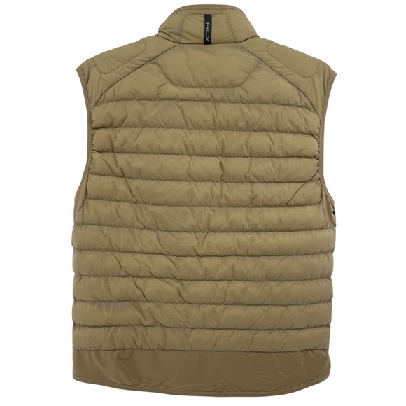 RLX Ralph Lauren Mens Puffer Vest Full Zip Golf Lightweight Khaki Tan Size L - Picture 2 of 5